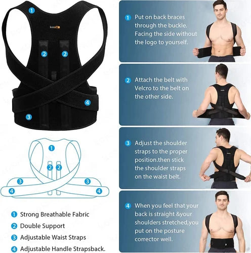 Back Pain Relief Shoulder Back Support Belt | Posture Corrector Belt For Men & Women