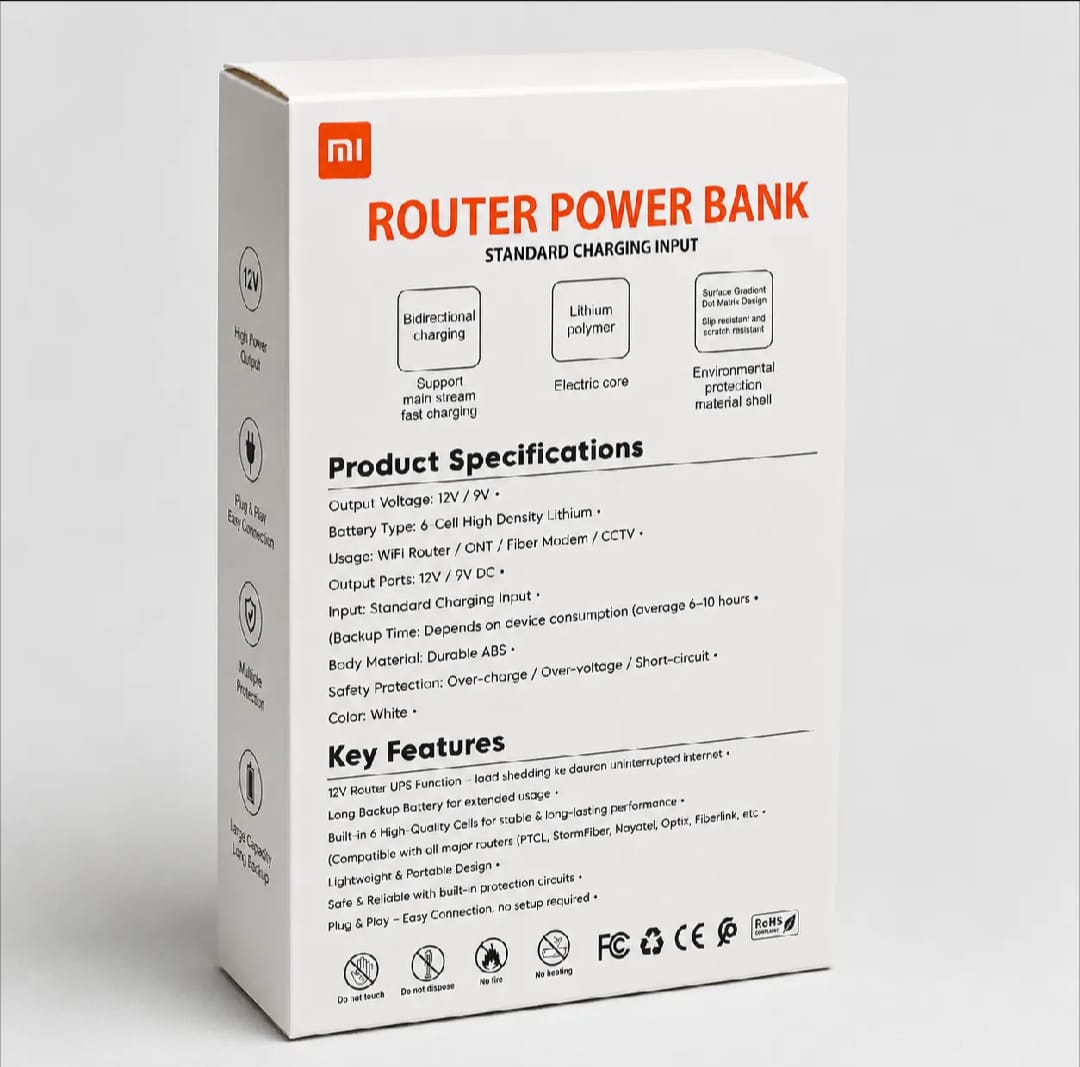 Xiaomi Mi 20000Mah 12V Router Power Bank Backup for Wi-Fi Routers